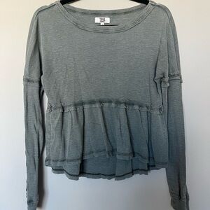 True Craft Women's Gray/Green Baby Doll Long-Sleeve Top